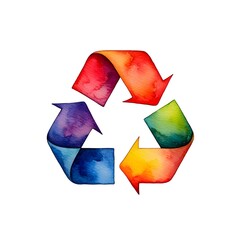 Watercolor recycle symbol illustration for environmental conservation and sustainability