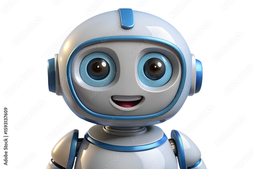 Poster cute robot ai assistant chatbot automation technology futuristic artificial intelligence character d