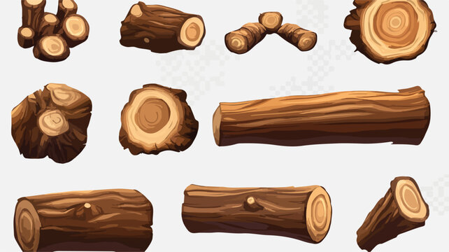 Wooden Log Element Set Transparent Background