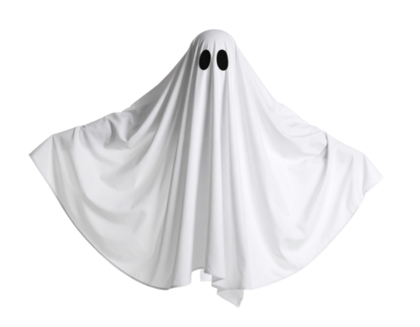 Retro-inspired ghost costume with detailed fabric folds and a nostalgic tone. Suitable for seasonal illustrations, costume-themed content, and classic Halloween designs.