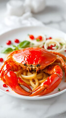 Grilled Red Crab. Delicious Roasted Sea Crab. Appetizing Crab on Plate