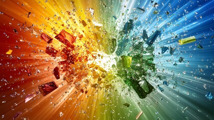 Vibrant Colorful Glass Explosion Shattered Rainbow Prism