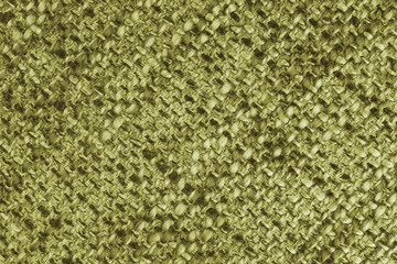 Macro, close up of khaki woven burlap fabric, cloth texture with thick threads and rough textile...