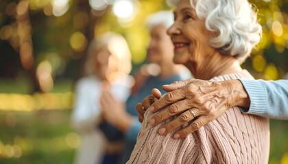 Obraz premium Seniors enjoying a park outing