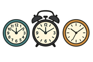 A flat, long shadow clock icon is isolated on a white background