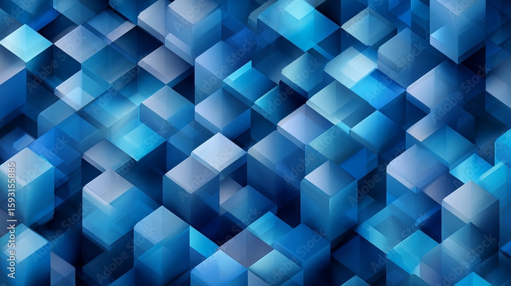 Poster abstract blue cubes 3d geometric pattern background modern digital art design texture illustration g