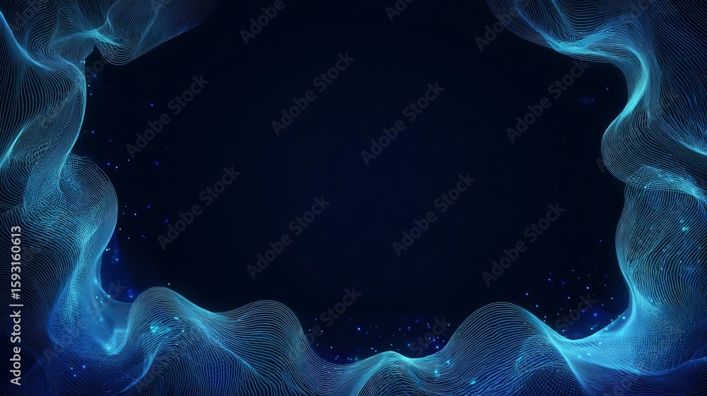 Poster abstract blue digital waves elegant design background modern technology futuristic flowing lines net