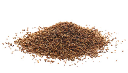 Pile anise seeds spice, isolated on white, (Pimpinella anisum) background and texture, side view