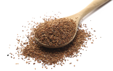  Anise seeds spice in wooden spoon (Pimpinella anisum) isolated on white, side view