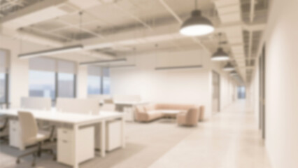 Blurred luxury penthouse office with glass walls, designer desk, upscale decor, and panoramic skyline view. Soft focus wide-angle shot perfect for executive virtual backgrounds.

