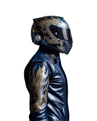 Dragon Racer in Deep Navy Suit with Gold Embroidery –Tiger vs Dragon Series