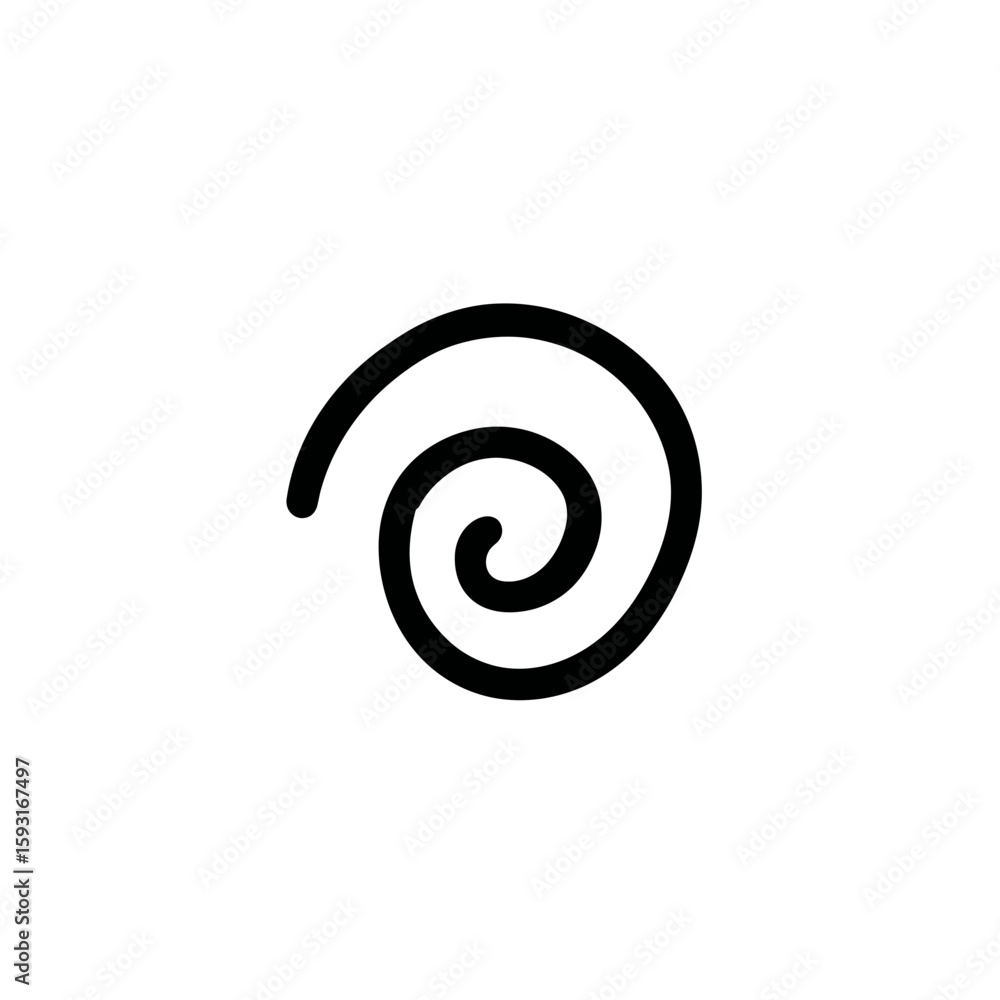 Poster drawn coil curves inwards on clean backdrop creating abstract form simple design