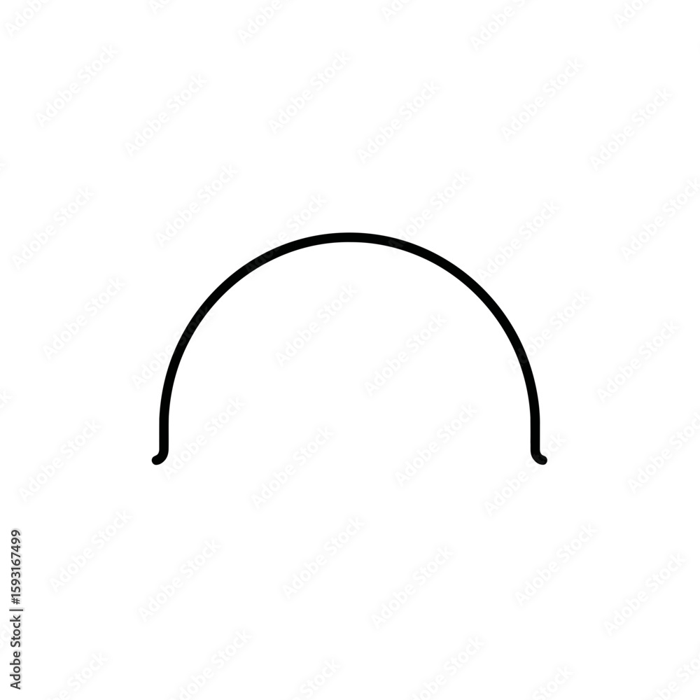 Poster black line forms arc in white empty scene creating shape geometric design