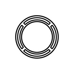 Ringed circle frames void black line design on white background
