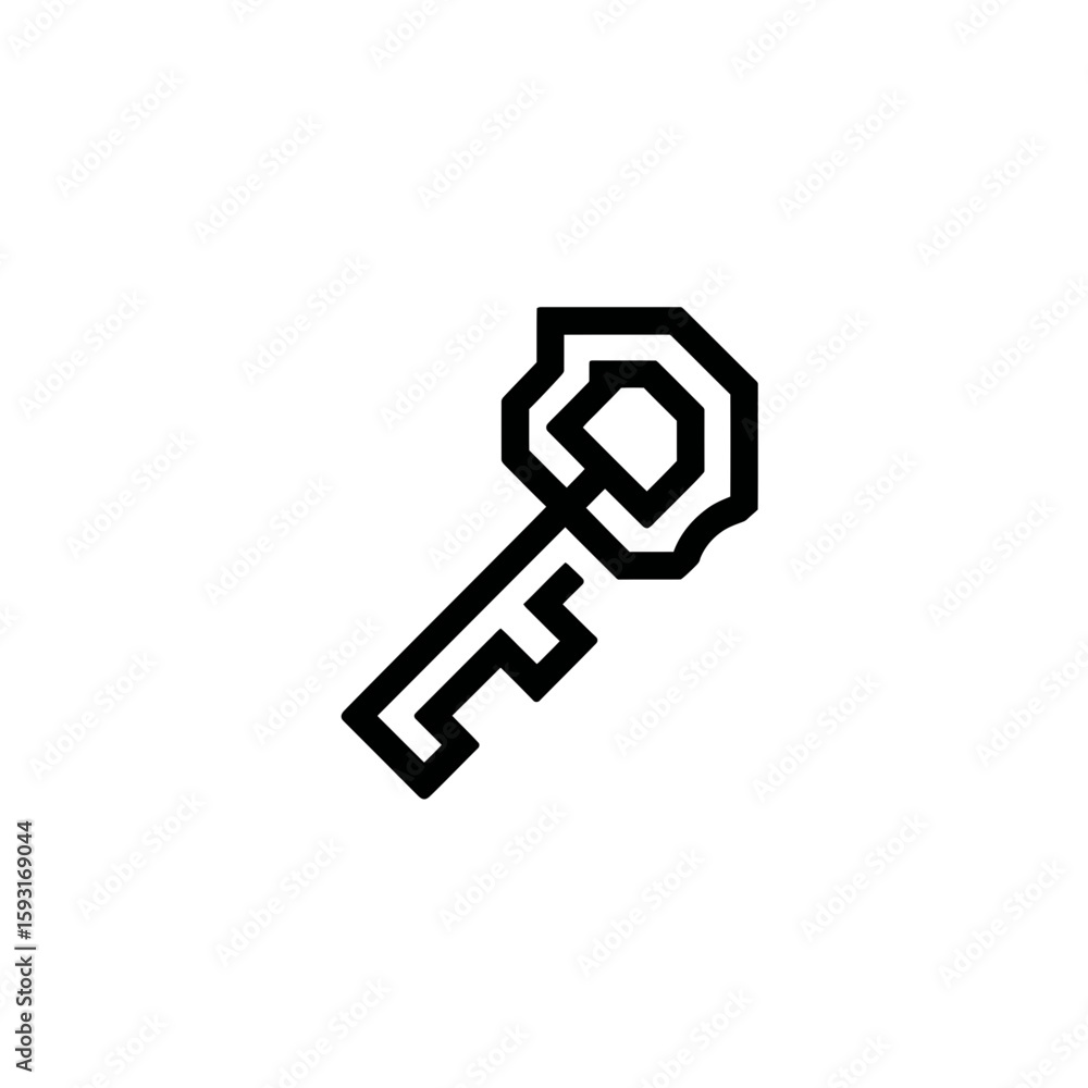Poster simple key unlocks security icon digitally on white