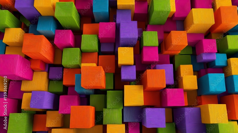 Poster vibrant colorful cubes abstract 3d background texture pattern design illustration digital art graphi