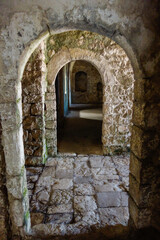 Obraz premium inside view of castle of Porto Palermo, near Himara city, Albanian riviera