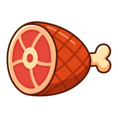 Cartoon Ham Meat Icon – Game Food Asset for RPG or Mobile Game