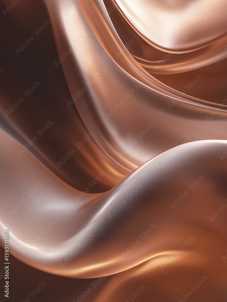 Poster smooth curves in mocha mousse tones flowing like waves with soft light and organic texture generativ