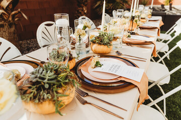 table set for a wedding reception