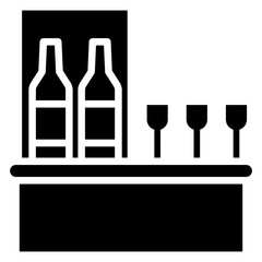 Bar Shelf glyph icon, mini illustration for relaxation, party, pubs and bars UI, UX kit, app and web development, digital or print.