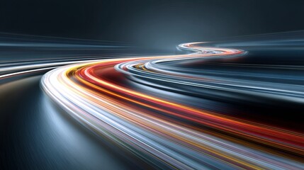 Abstract Night Road Light Trails Dynamic Speed Motion Blur Artistic Background Design Graphic Colorful Swirling Lines Energy Flowing Movement Powerful Visual Contemporary