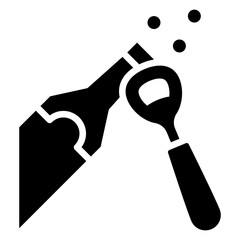 Bottle Opener glyph icon, mini illustration for relaxation, party, pubs and bars UI, UX kit, app and web development, digital or print.