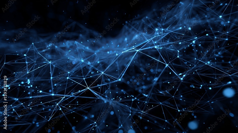 Poster abstract blue digital network connection lines points technology background futuristic modern elegan