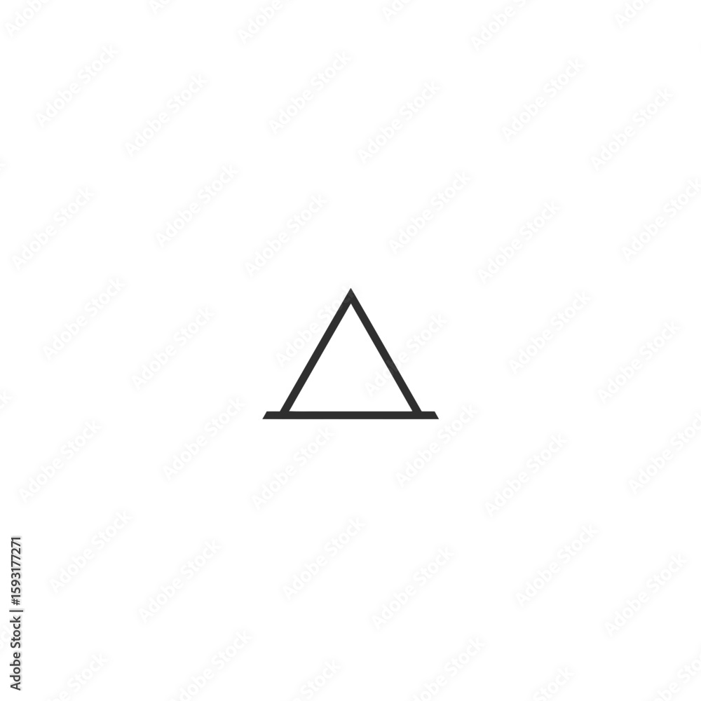 Poster simple triangle sits atop base line minimal symbol on white background