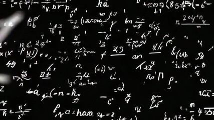 A complex chalkboard filled with mathematical equations, sparking curiosity and wonder.