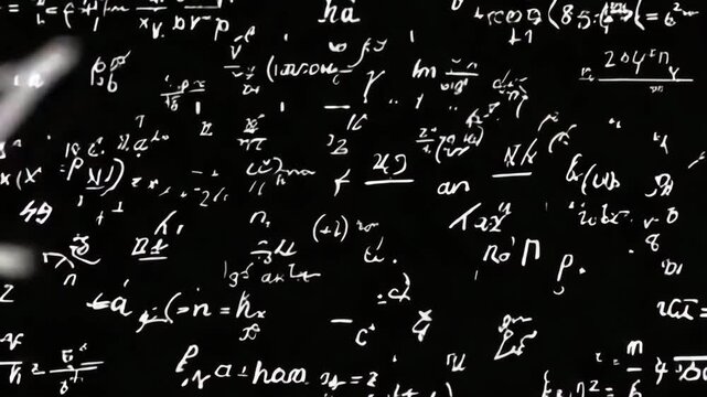 A complex chalkboard filled with mathematical equations, sparking curiosity and wonder.