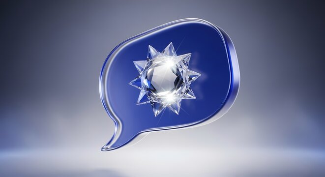 Crystal Star in Blue Speech Bubble 3D Render