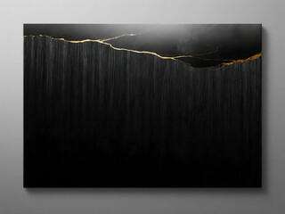 Abstract Minimalist Gold Vein Inclusions Dark Texture Wall Art