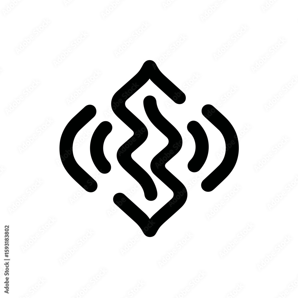 Poster abstract symbol transmits signal within digital communication technology backdrop
