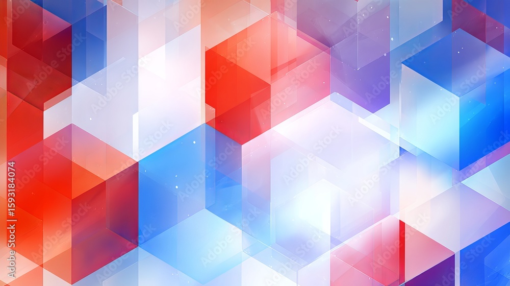 Aufkleber abstract geometric hexagon pattern red blue white modern digital art background design illustration 