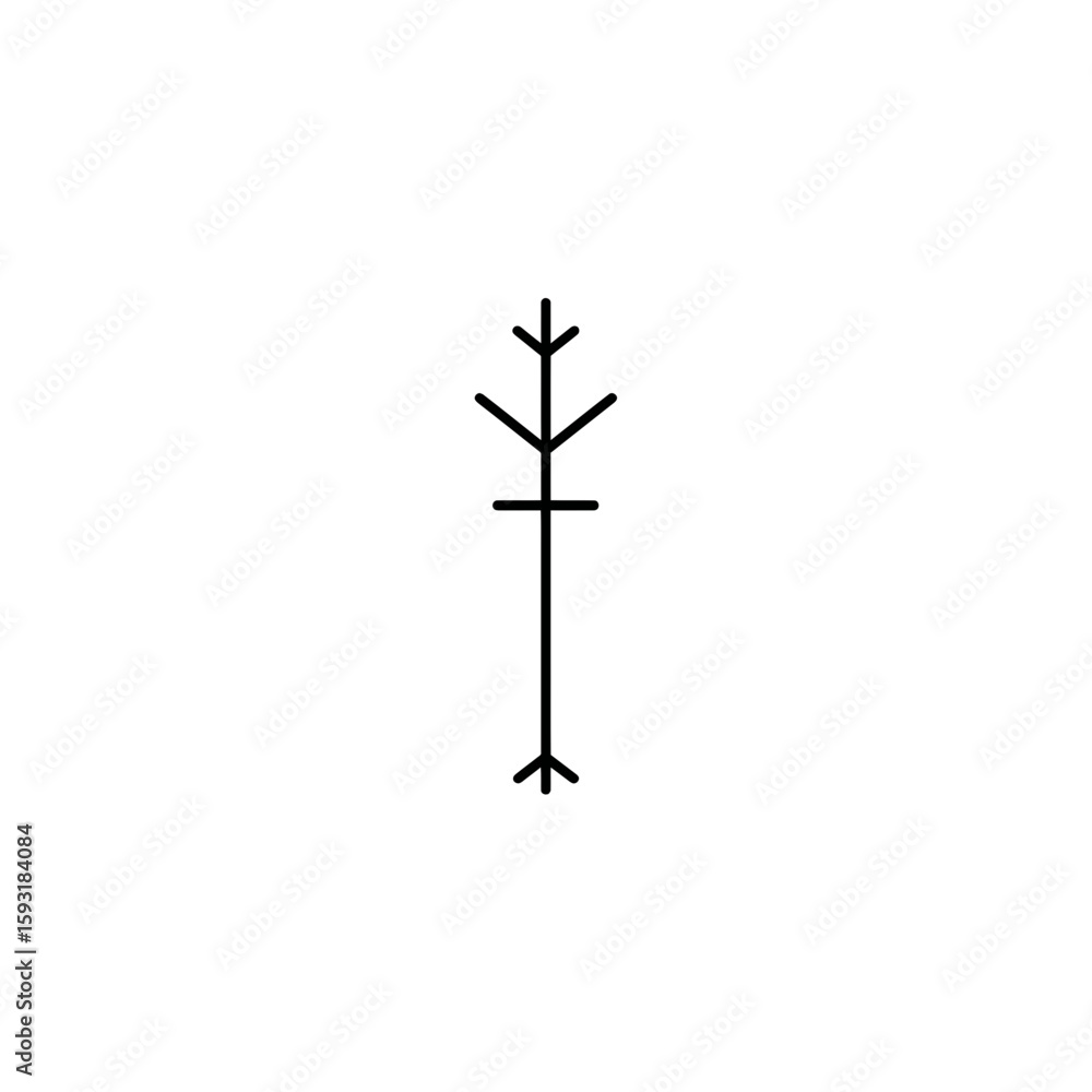 Poster bindrune symbol forms design in abstract simple illustration artwork on white