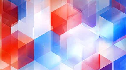 Abstract Geometric Hexagon Pattern Red Blue White Modern Digital Art Background Design Illustration Graphic Wallpaper Texture Image for Website Presentation 3D Cube Clean