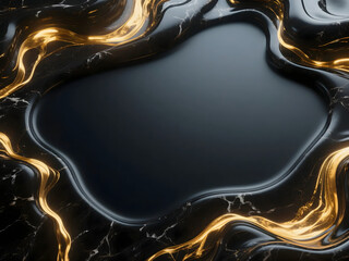 Abstract Fluid Marble Frame with Gold Accent for Text Space Template