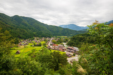 Fototapeta premium Panoramic view of Shirakawa-go village in Japan