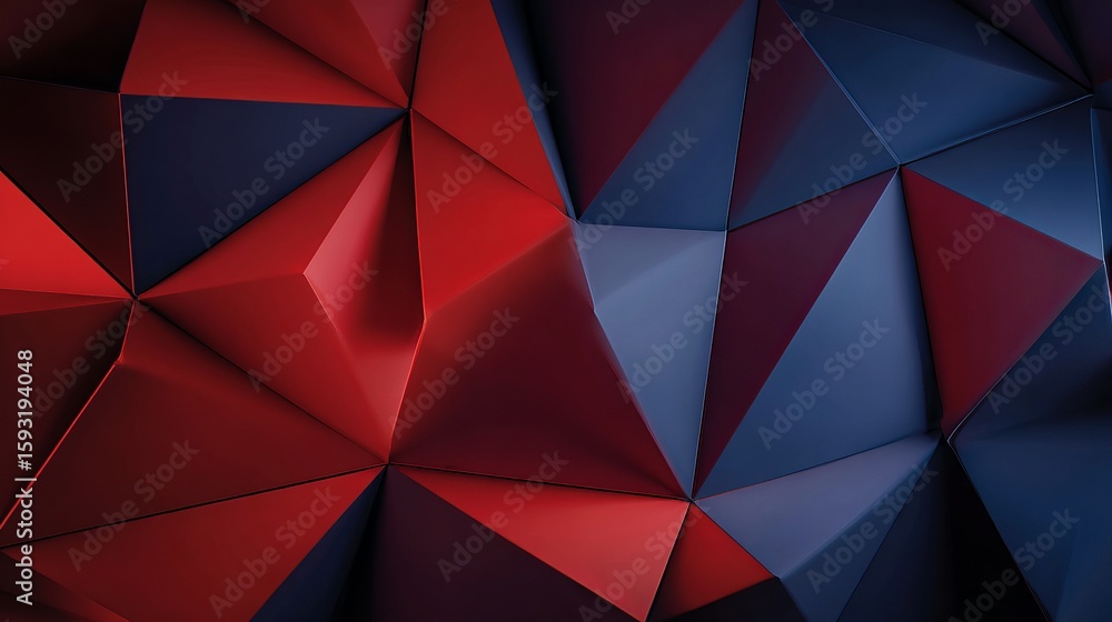 Poster abstract red and blue geometric triangular pattern background modern design digital art texture wall