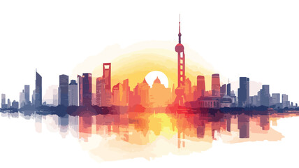 Obraz premium Urban sunset cityscape with modern buildings