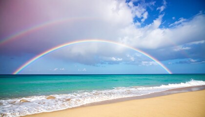 Rainbow over ocean beach