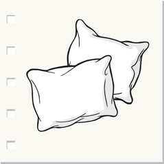 sketch vector illustration pillow, hand drawn white pillow