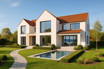 Fototapeta premium Sustainable Architecture with Nature-Focused Design and Warm Tones