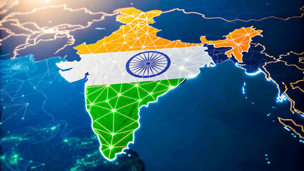 Digital connectivity and growth across india represented by its flag