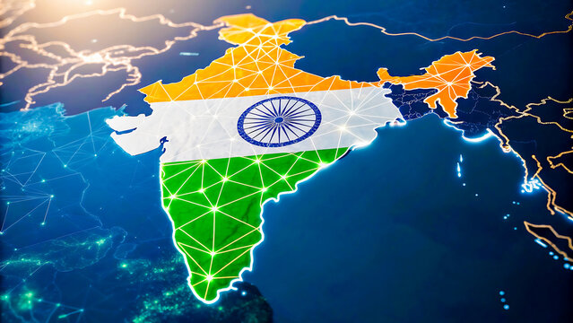 Digital connectivity and growth across india represented by its flag