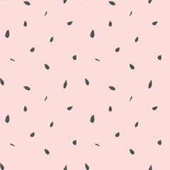 Playful watermelon seed seamless pattern on soft pink background in natural hand drawn summer style