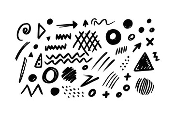 Obraz premium Collection of hand drawn abstract shapes and lines isolated on white background