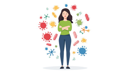 Female character surrounded by germ virus