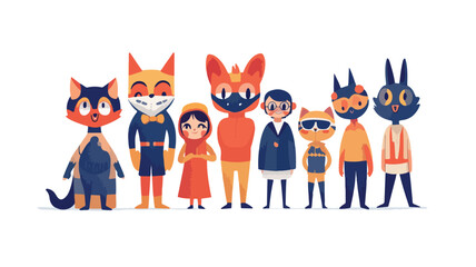 Adorable Family Characters in Matching Outfits